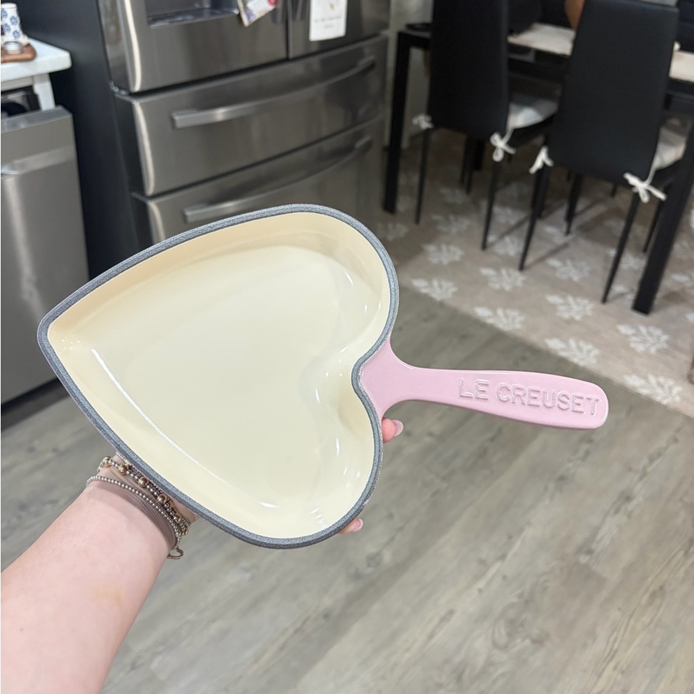 Le Creuset Heart Skillet in Pink with Cream Interior